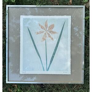 D. Wood Botanical Print – Iris II – Vintage Framed Floral Artwork – 20” x 20”